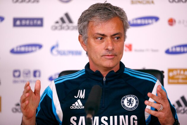 COBHAM, ENGLAND - MARCH 13:  Jose Mourinho speaks during a press conference at Chelsea Training Ground on March 13, 2015 in Cobham, England.  (Photo by Clive Rose/Getty Images)