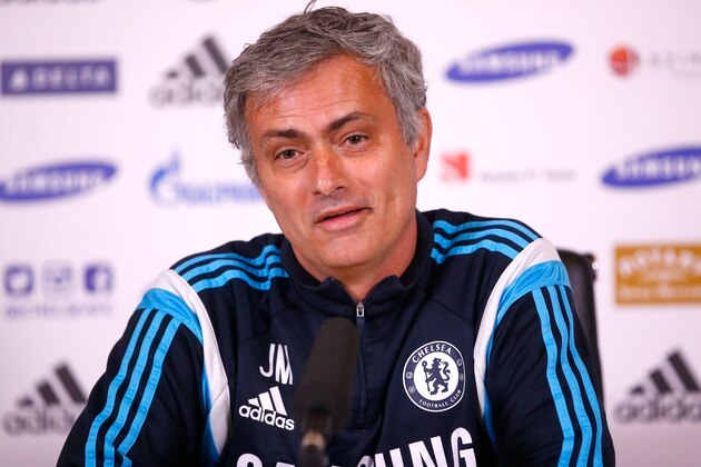 COBHAM, ENGLAND - MARCH 13:  Jose Mourinho speaks during a press conference at Chelsea Training Ground on March 13, 2015 in Cobham, England.  (Photo by Clive Rose/Getty Images)