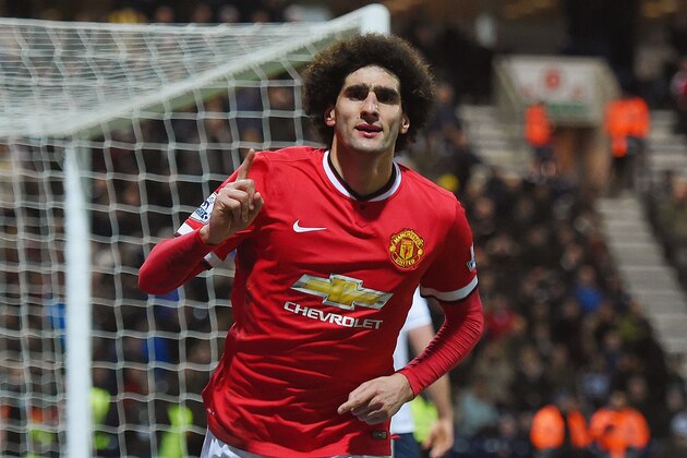 PRESTON, ENGLAND - FEBRUARY 16:  Marouane Fellaini of Manchester United celebrates scoring their second goal during the FA Cup Fifth round match between Preston North End and Manchester United at Deepdale on February 16, 2015 in Preston, England  (Photo by Michael Regan/Getty Images)