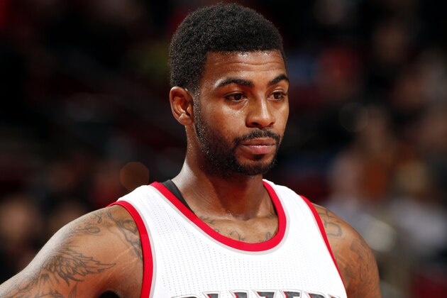 PORTLAND, OR - NOVEMBER 21: Dorell Wright #1 of the Portland Trail Blazers stands on the court during a game against the Chicago Bulls on November 21, 2014 at the Moda Center Arena in Portland, Oregon. NOTE TO USER: User expressly acknowledges and agrees that, by downloading and or using this photograph, user is consenting to the terms and conditions of the Getty Images License Agreement. Mandatory Copyright Notice: Copyright 2014 NBAE (Photo by Cameron Browne/NBAE via Getty Images)