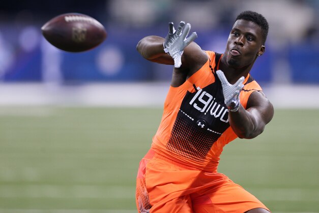 Feb 21, 2015; Indianapolis, IN, USA; Missouri Tigers wide receiver Dorial Green-Beckham catches a pass during the 2015 NFL Combine at Lucas Oil Stadium. Mandatory Credit: Brian Spurlock-USA TODAY Sports