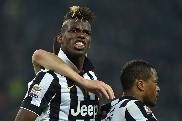TURIN, ITALY - MARCH 09:  Paul Pogba of Juventus FC celebrates after scoring the opening goal during the Serie A match between Juventus FC and US Sassuolo Calcio at Juventus Arena on March 9, 2015 in Turin, Italy.  (Photo by Valerio Pennicino/Getty Images)