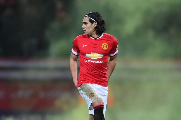 PRESTON, ENGLAND - FEBRUARY 16:  Radamel Falcao of Manchester United looks on during the FA Cup Fifth round match between Preston North End and Manchester United at Deepdale on February 16, 2015 in Preston, England  (Photo by Michael Regan/Getty Images)