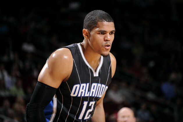 HOUSTON, TX - MARCH 17: Tobias Harris #12 of the Orlando Magic stands on the court during a game against the Houston Rockets on March 17, 2015 at the Toyota Center in Houston, Texas. NOTE TO USER: User expressly acknowledges and agrees that, by downloading and or using this photograph, User is consenting to the terms and conditions of the Getty Images License Agreement. Mandatory Copyright Notice: Copyright 2015 NBAE (Photo by Bill Baptist/NBAE via Getty Images)