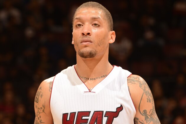 TORONTO, CANADA - March 13 : Michael Beasley #30 of the Miami Heat during the game against the Toronto Raptors on March 13, 2015 at the Air Canada Centre in Toronto, Ontario, Canada.  NOTE TO USER: User expressly acknowledges and agrees that, by downloading and or using this Photograph, user is consenting to the terms and conditions of the Getty Images License Agreement.  Mandatory Copyright Notice: Copyright 2015 NBAE (Photo by Ron Turenne/NBAE via Getty Images)