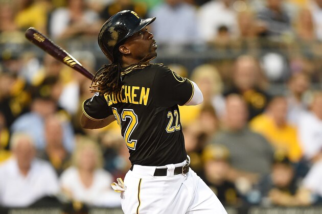 PITTSBURGH, PA - AUGUST 29:  Andrew McCutchen #22 of the Pittsburgh Pirates bats against the Cincinnati Reds on August 29, 2014 at PNC Park in Pittsburgh, Pennsylvania.  (Photo by Joe Sargent/Getty Images)