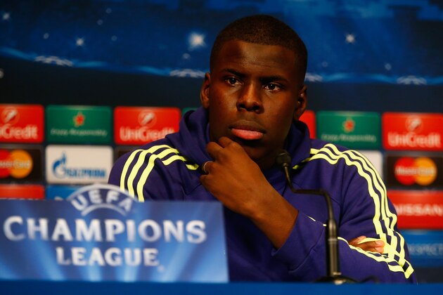 PARIS, FRANCE - FEBRUARY 16: Kurt Zouma of Chelsea looks on during a Chelsea press conference ahead of the UEFA Champions League round of 16 match against Paris Saint-Germain at Parc des Princes on February 16, 2015 in Paris, France.  (Photo by Clive Rose/Getty Images)