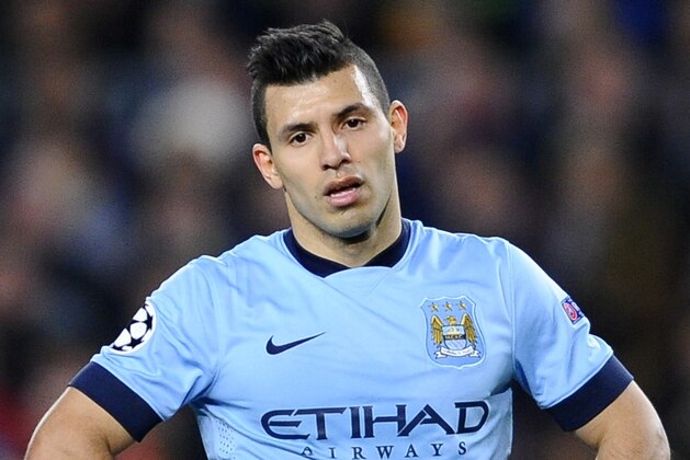 Manchester City's Sergio Aguero looks on during a Champions League round of 16 second leg, soccer match between FC Barcelona and Manchester City at Camp Nou stadium, in Barcelona, Spain, Wednesday, March 18, 2015. (AP Photo/Manu Fernandez)