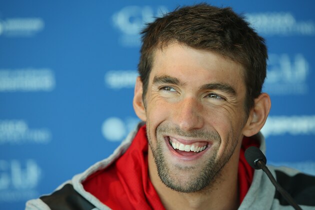 GOLD COAST, AUSTRALIA - AUGUST 20:  Michael Phelps speaks to media during the Team USA squad press conference at the Gold Coast Aquatics Centre on August 20, 2014 in Gold Coast, Australia.  (Photo by Chris Hyde/Getty Images)
