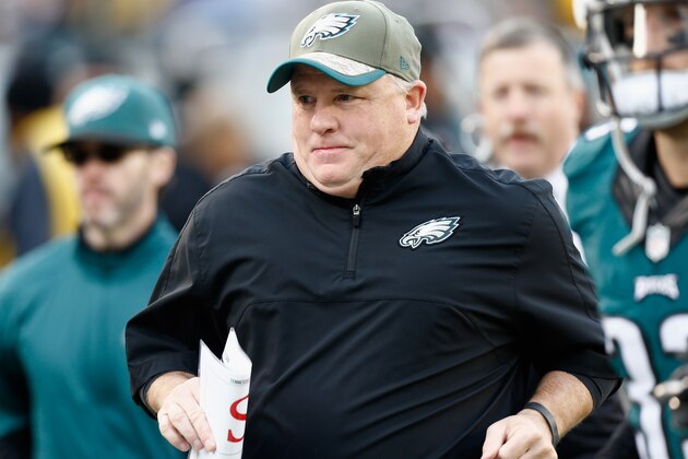 PHILADELPHIA, PA - NOVEMBER 23:  Head coach Chip Kelly of the Philadelphia Eagles jogs off the field at halftime during the game against the Tennessee Titans at Lincoln Financial Field on November 23, 2014 in Philadelphia, Pennsylvania.  (Photo by Jeff Zelevansky/Getty Images)