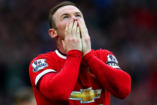 MANCHESTER, ENGLAND - APRIL 04:  Wayne Rooney of Manchester United celebrates after scoring his team's second goal during the Barclays Premier League match between Manchester United and Aston Villa at Old Trafford on April 4, 2015 in Manchester, England.  (Photo by Alex Livesey/Getty Images)