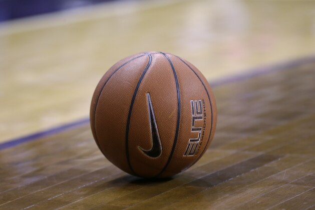 A basketball sits on the court during the second half of an NCAA college basketball game between Northern Iowa and Illinois State, Wednesday, Feb. 11, 2015, in Cedar Falls, Iowa. Northern Iowa won 83-64. (AP Photo/Charlie Neibergall)
