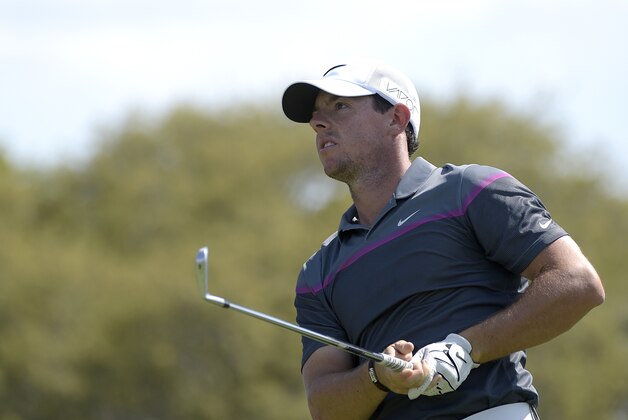 Rory McIlroy, of Northern Ireland, watches his tee shot on the 10th hole during the third round of the Arnold Palmer Invitational golf tournament in Orlando, Fla., Saturday, March 21, 2015.(AP Photo/Phelan M. Ebenhack)