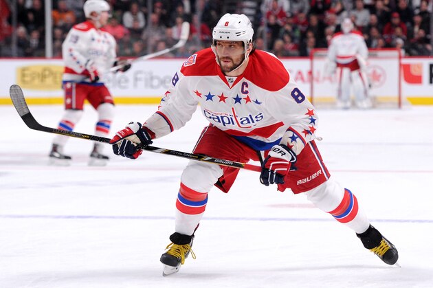 MONTREAL, QC - APRIL 2:  Alex Ovechkin #8 of the Washington Capitals skates during the NHL game against the Montreal Canadiens at the Bell Centre on April 2, 2015 in Montreal, Quebec, Canada.  (Photo by Richard Wolowicz/Getty Images)