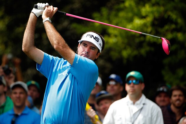 AUGUSTA, GA - APRIL 06:  Bubba Watson of the United States hits a tee shot during a practice round prior to the start of the 2015 Masters Tournament at Augusta National Golf Club on April 6, 2015 in Augusta, Georgia.  (Photo by Ezra Shaw/Getty Images)