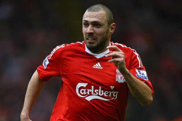 LIVERPOOL, UNITED KINGDOM - FEBRUARY 22:  Andrea Dossena of Liverpool in action during the Barclays Premier League match between Liverpool and Manchester City at Anfield on February 22, 2009 in Liverpool, England. (Photo by Alex Livesey/Getty Images)