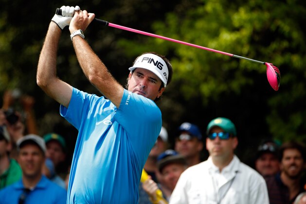 AUGUSTA, GA - APRIL 06:  Bubba Watson of the United States hits a tee shot during a practice round prior to the start of the 2015 Masters Tournament at Augusta National Golf Club on April 6, 2015 in Augusta, Georgia.  (Photo by Ezra Shaw/Getty Images)