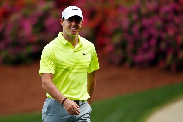 AUGUSTA, GA - APRIL 07:  Rory McIlroy of Northern Ireland smiles during a practice round prior to the start of the 2015 Masters Tournament at Augusta National Golf Club on April 7, 2015 in Augusta, Georgia.  (Photo by Ezra Shaw/Getty Images)