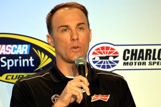 Kevin Harvick answers media questions.