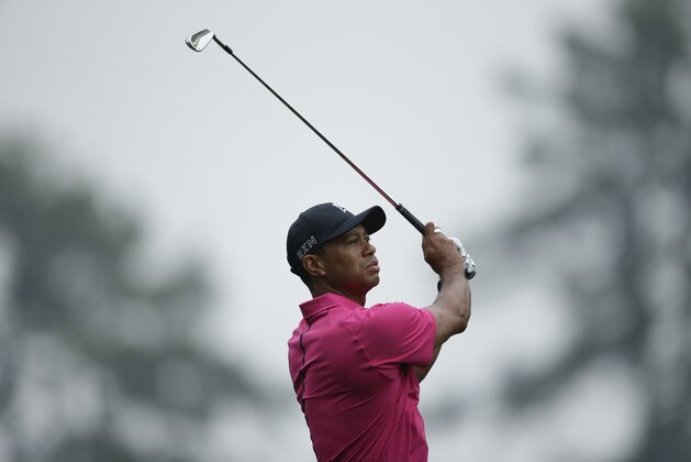 Tiger Woods during a practice round for the Masters golf tournament Tuesday, April 7, 2015, in Augusta, Ga. (AP Photo/Matt Slocum)