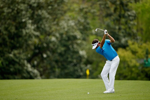 AUGUSTA, GA - APRIL 06:  Bubba Watson of the United States hits an approach shot during a practice round prior to the start of the 2015 Masters Tournament at Augusta National Golf Club on April 6, 2015 in Augusta, Georgia.  (Photo by Ezra Shaw/Getty Images)