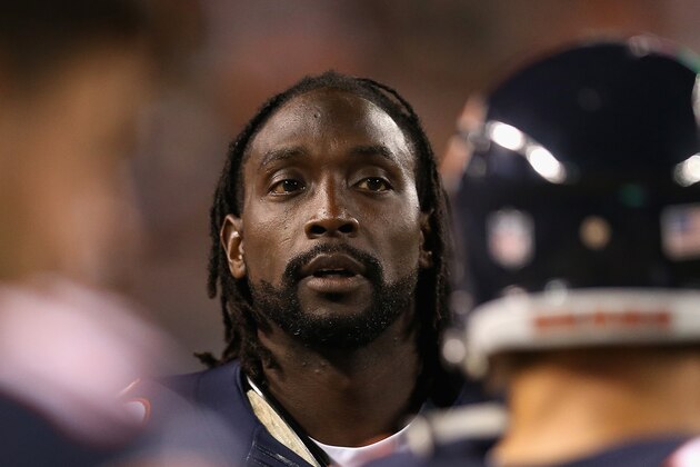 CHICAGO, IL - AUGUST 08: Charles Tillman #33 of the Chicago Bears stands on the sidelines during a preseason game against the Philadelphia Eagles at Soldier Field on August 8, 2014 in Chicago, Illinois. The Bears defeated the Eagles 34-28. (Photo by Jonathan Daniel/Getty Images)