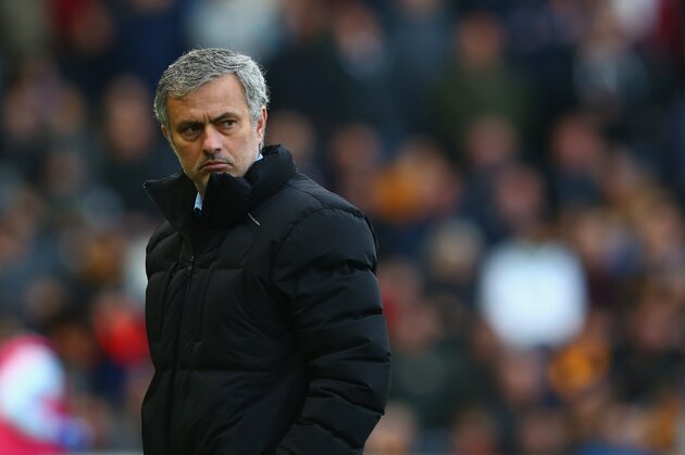 HULL, ENGLAND - MARCH 22:  Jose Mourinho manager of Chelsea looks thoughtful during the Barclays Premier League match between Hull City and Chelsea at KC Stadium on March 22, 2015 in Hull, England.  (Photo by Matthew Lewis/Getty Images)
