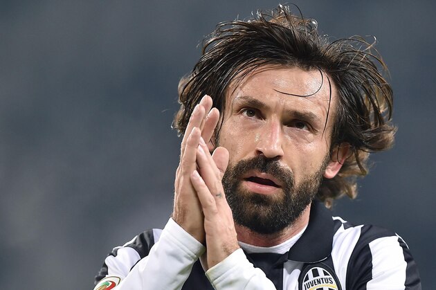 Juventus' Andrea Pirlo reacts during a Serie A soccer match between Juventus and Hellas Verona at the Juventus stadium in Turin, Italy, Sunday, Jan. 18, 2015. (AP Photo/Alessandro Di Marco, Ansa)