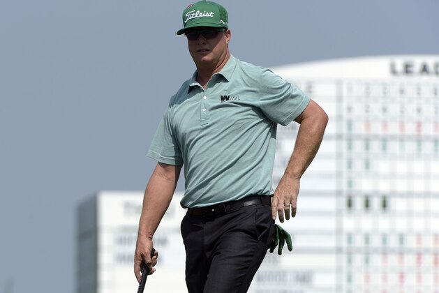Apr 9, 2015; Augusta, GA, USA; Charley Hoffman on the 17th green during the first round of The Masters at Augusta National Golf Club. Mandatory Credit: Michael Madrid-USA TODAY Sports