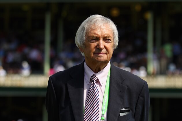 SYDNEY, AUSTRALIA - JANUARY 03:  Richie Benaud, former Australian Captain and current Channel 9 commentator, looks on during day one of the Third Test match between Australia and Sri Lanka at Sydney Cricket Ground on January 3, 2013 in Sydney, Australia.  (Photo by Ryan Pierse/Getty Images)
