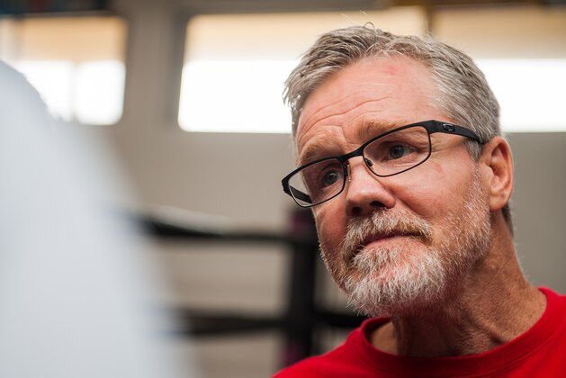 HOLLYWOOD, CA - FEBRUARY 17:  Boxing trainer Freddie Roach talks with the media before a work out session at Wild Card Boxing Club on February 17, 2015 in Hollywood, California.  (Photo by Jonathan Moore/Getty Images)