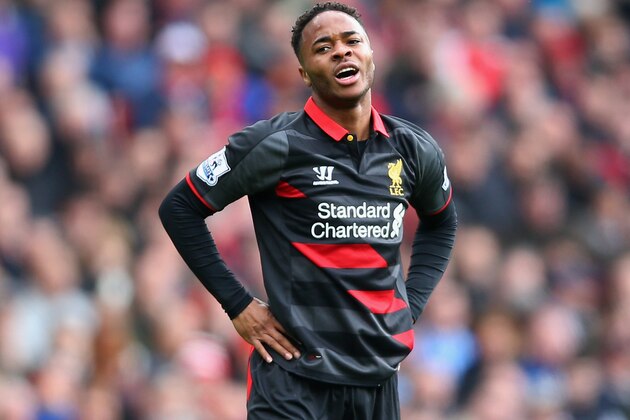 LONDON, ENGLAND - APRIL 04:  Raheem Sterling of Liverpool reacts after a missed opportunity during the Barclays Premier League match between Arsenal and Liverpool at Emirates Stadium on April 4, 2015 in London, England.  (Photo by Paul Gilham/Getty Images)