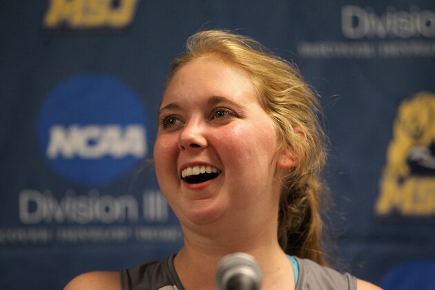 CINCINNATI, OH - NOVEMBER 02:  Lauren Hill of Mount St. Joseph talks to the media after the game against Hiram at Cintas Center on November 2, 2014 in Cincinnati, Ohio. Hill, a freshman, has terminal cancer and this game was granted a special waiver by the NCAA to start the season early so she could play in a game.  (Photo by Andy Lyons/Getty Images)