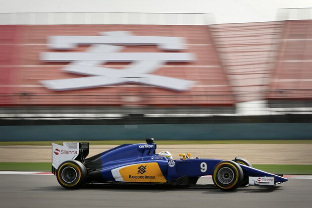 Sauber driver Marcus Ericsson of Sweden steers his car during the second practice session for the Chinese Formula One Grand Prix at Shanghai International Circuit in Shanghai, China, Friday, April 10, 2015. (AP Photo/Mark Schiefelbein)