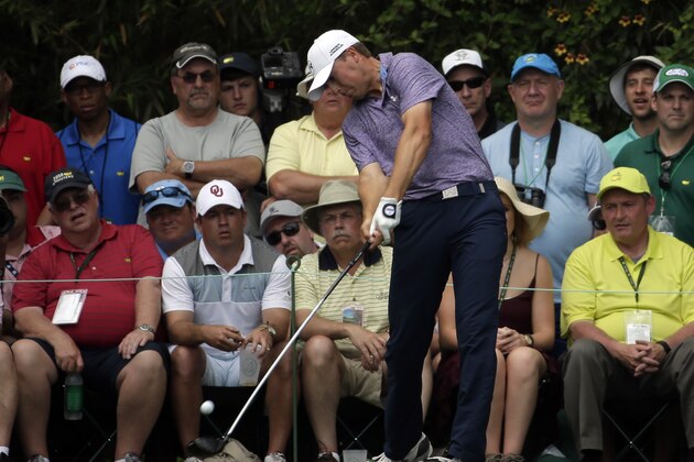 Jordan Spieth tees off on the 14th hole during the second round of the Masters golf tournament Friday, April 10, 2015, in Augusta, Ga. (AP Photo/Chris Carlson)