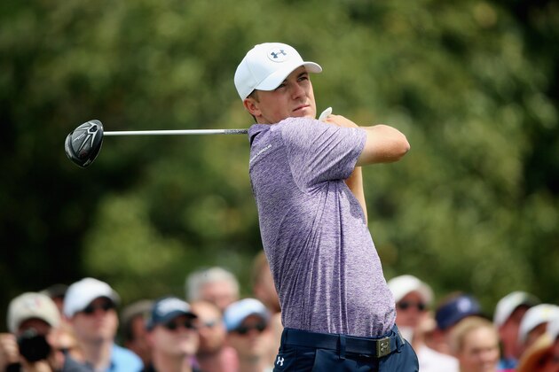 AUGUSTA, GA - APRIL 10:  Jordan Spieth of the United States watches his tee shot on the tenth hole during the second round of the 2015 Masters Tournament at Augusta National Golf Club on April 10, 2015 in Augusta, Georgia.  (Photo by Andrew Redington/Getty Images)