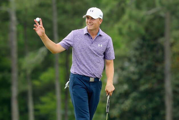 AUGUSTA, GA - APRIL 10:  Jordan Spieth of the United States waves to the gallery on the 18th green after a six-under par 66 during the second round of the 2015 Masters Tournament at Augusta National Golf Club on April 10, 2015 in Augusta, Georgia.  (Photo by Andrew Redington/Getty Images)