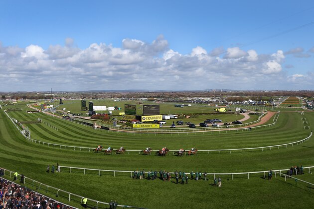 LIVERPOOL, ENGLAND - APRIL 11:  A general view of Aintree Racecourse is seen during the Silver Cross Stayers' Hurdle Race at the 2015 Crabbie's Grand National at Aintree Racecourse on April 11, 2015 in Liverpool, England.  (Photo by Alex Livesey/Getty Images)