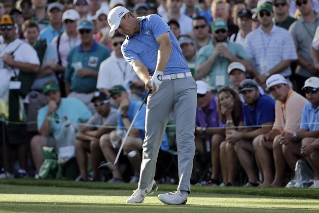 Jordan Spieth tees off on the 17th tee during the third round of the Masters golf tournament Saturday, April 11, 2015, in Augusta, Ga. (AP Photo/David J. Phillip)