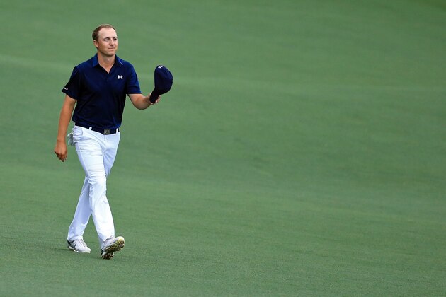 AUGUSTA, GA - APRIL 12:  Jordan Spieth of the United States walks up the 18th fairway during the final round of the 2015 Masters Tournament at Augusta National Golf Club on April 12, 2015 in Augusta, Georgia.  (Photo by David Cannon/Getty Images)