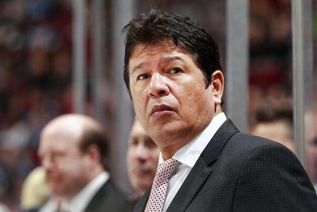 VANCOUVER, BC - JANUARY 30:  Head coach Ted Nolan of the Buffalo Sabres looks on from the bench during their NHL game against the Vancouver Canucks at Rogers Arena January 30, 2015 in Vancouver, British Columbia, Canada.  (Photo by Jeff Vinnick/NHLI via Getty Images)