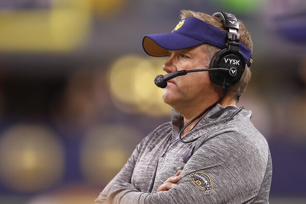 INDIANAPOLIS, IN - SEPTEMBER 13: Head coach Brian Kelly of the Notre Dame Fighting Irish watches from the sidelines during the game against the Purdue Boilermakers at Lucas Oil Stadium on September 13, 2014 in Indianapolis, Indiana.  Notre Dame defeated Purdue 30-14. (Photo by Michael Hickey/Getty Images)