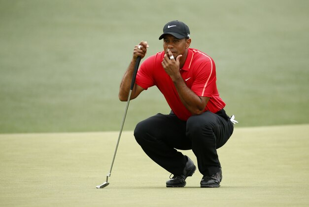 Apr 12, 2015; Augusta, GA, USA; Tiger Woods on the 2nd green during the final round of The Masters golf tournament at Augusta National Golf Club. Mandatory Credit: Rob Schumacher-USA TODAY Sports