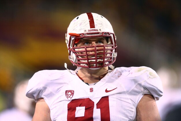 Dec 7, 2013; Tempe, AZ, USA; Stanford Cardinal defensive end Henry Anderson (91) against the Arizona State Sun Devils at Sun Devil Stadium. Stanford defeated Arizona State 38-14. Mandatory Credit: Mark J. Rebilas-USA TODAY Sports