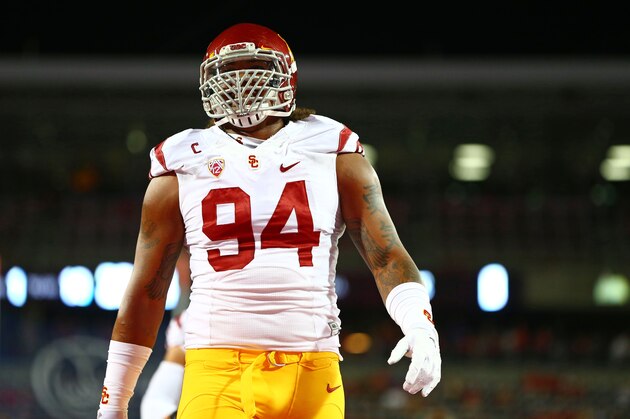 Oct 11, 2014; Tucson, AZ, USA; Southern California Trojans defensive end Leonard Williams (94) against the Arizona Wildcats at Arizona Stadium. Mandatory Credit: Mark J. Rebilas-USA TODAY Sports