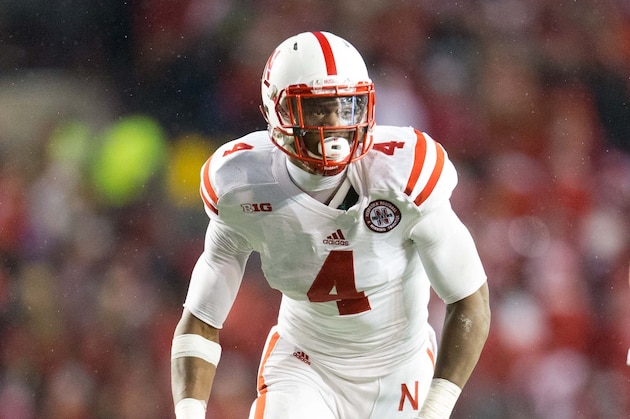 Nov 15, 2014; Madison, WI, USA; Nebraska Cornhuskers defensive end Randy Gregory (4) during the game against the Wisconsin Badgers at Camp Randall Stadium.  Wisconsin won 59-24.  Mandatory Credit: Jeff Hanisch-USA TODAY Sports