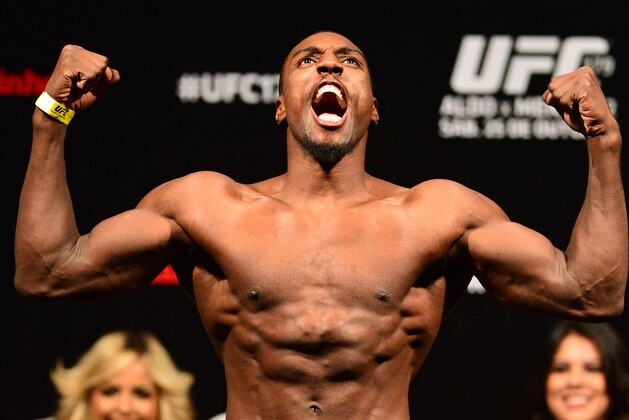 Oct 24, 2014; Rio de Janeiro, BRAZIL; Phil Davis of the United States during weigh-ins for UFC 179 at Ginasio do Maracanazinho. Mandatory Credit: Jason Silva-USA TODAY Sports