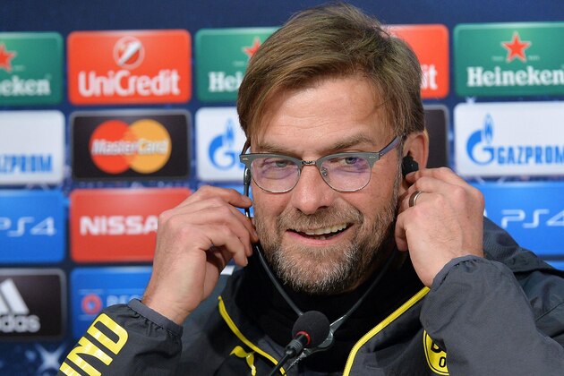 Borussia Dortmund coach Jurgen Klopp listens to a question during a press conference at the Juventus Stadium in Turin, Italy, Monday, Feb. 23, 2015. Juventus will play Borussia Dortmund Tuesday in a Champions League round of 16 soccer match. (AP Photo/Alessandro Di Marco, Ansa) ITALY OUT
