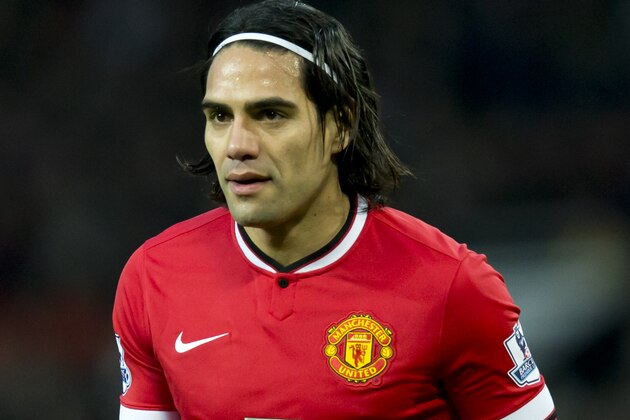Manchester United's Radamel Falcao Garcia is seen during the English Premier League soccer match between Manchester United and Newcastle at Old Trafford Stadium, Manchester, England, Friday Dec. 26, 2014. (AP Photo/Jon Super)