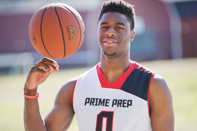 Mar 18, 2014; Dallas, TX, USA; Emmanuel Mudiay of Prime Prep Academy poses for a portrait. He is a finalist for the USA Today Player of the Year Award. Mandatory Credit: Kevin Jairaj-USA TODAY Sports